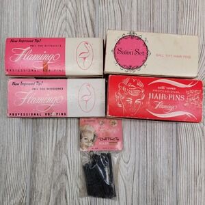 Lot of Flamingo Bob Pins Hair Ball Tipped Salon Set Professional Mid Century Vtg